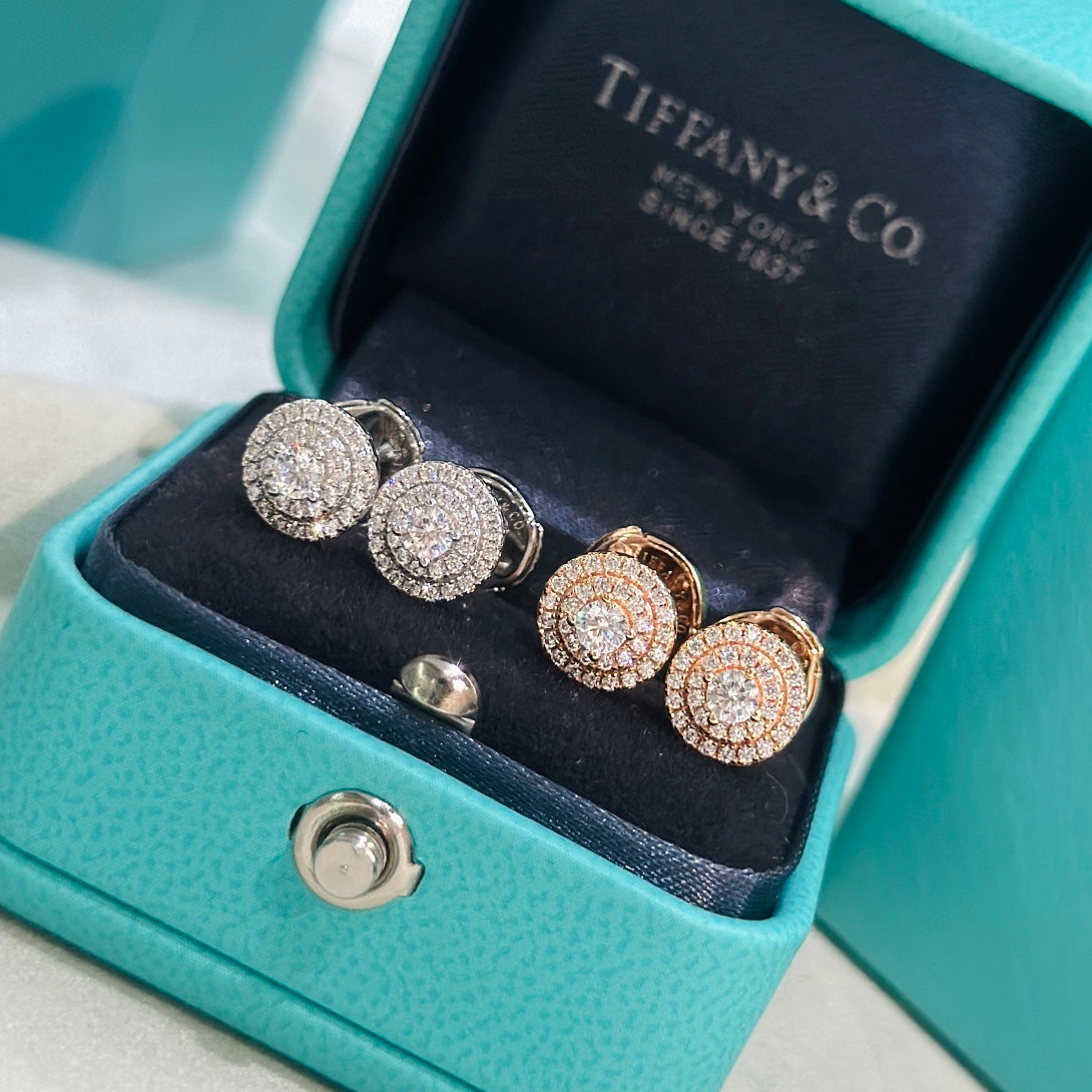 18K Tiffany Soleste Diamonds White Gold Earrings