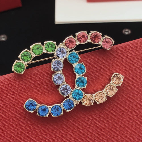 18K  Chanel Color Crystals Brooch