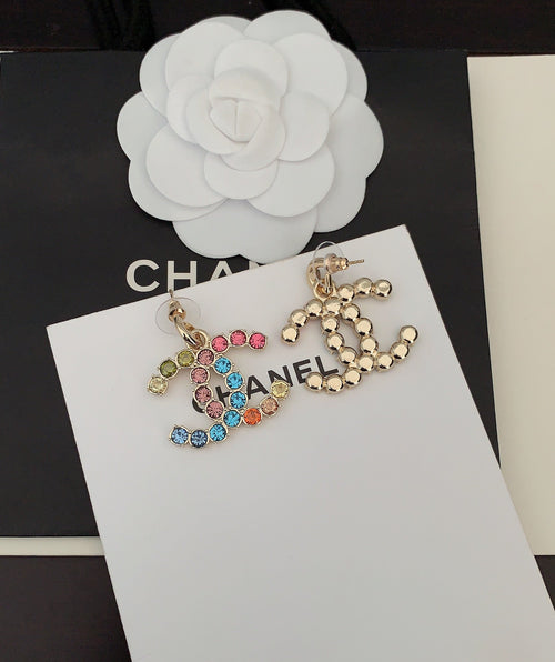 18K  Chanel Color Crystals Earrings