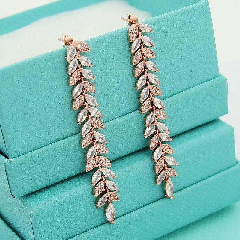 18K Tiffany Victoria Diamond Vine Drop Earrings