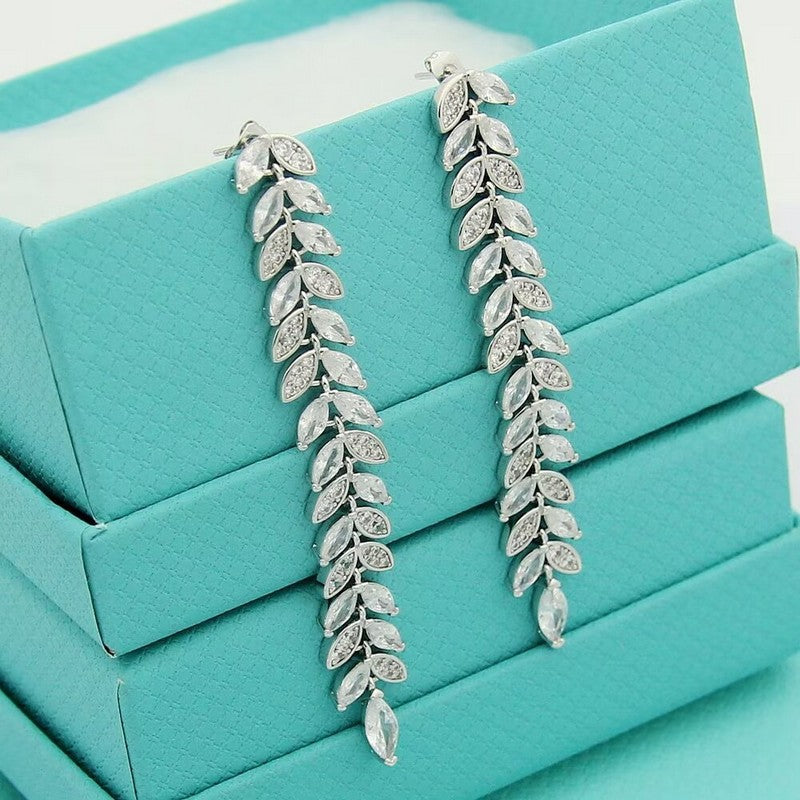 18K Tiffany Victoria Diamond Vine Drop Earrings